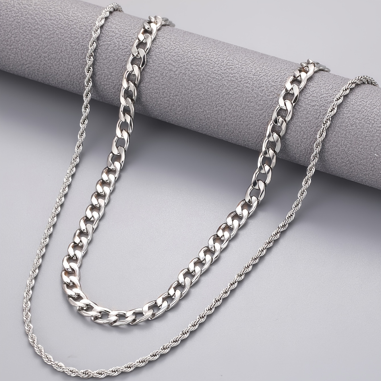 2pcs Men's Stainless Steel Necklace Set