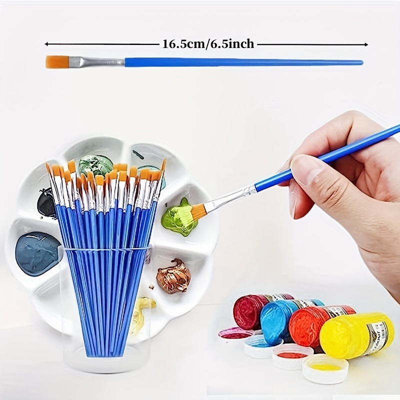 Small Paint Brushes Bulk, 50 Pcs Flat Tip Paint Brushes with round Acrylic Paint  Brushes Set Craft Brushes for Kids Classroom Acrylic Watercolor Canvas Face  Painting Touch Up