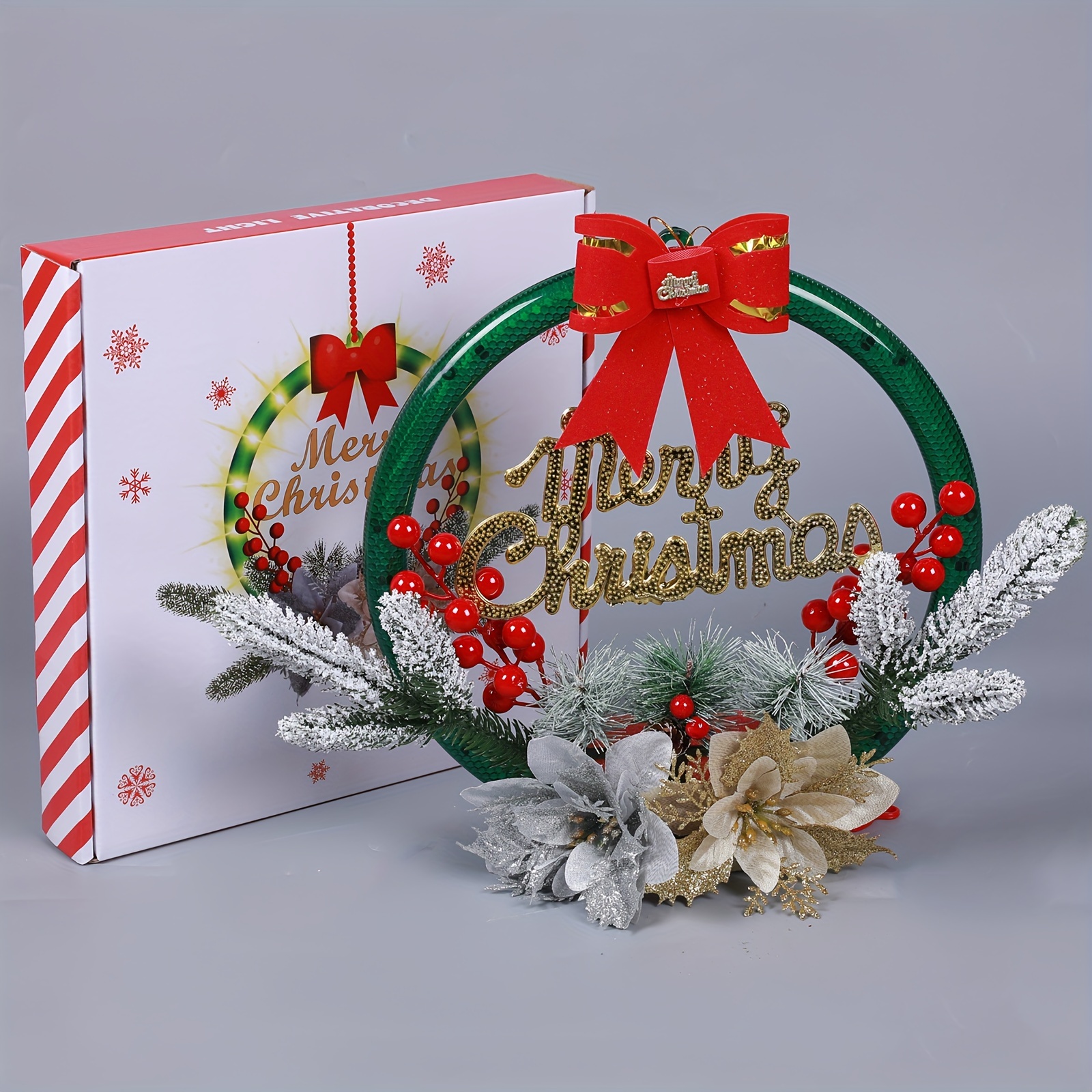 Holiday Greetings Indoor Outdoor Ornament Wreath