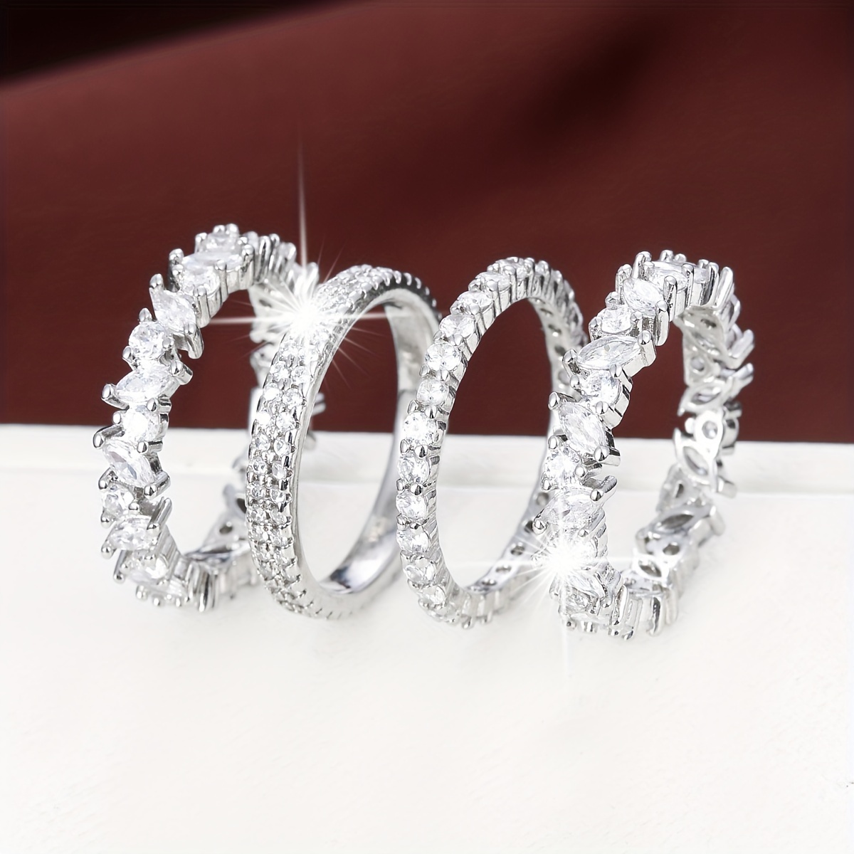 High-end Luxurious Synthetic Zirconia Inlaid Elegant Women's Set Ring
