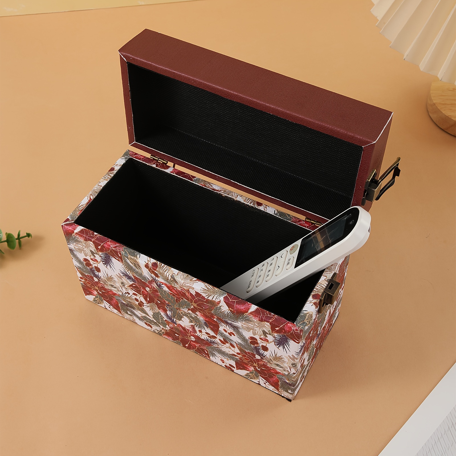 Portable Vintage Flower Storage Tin Box With Lid Home Desktop