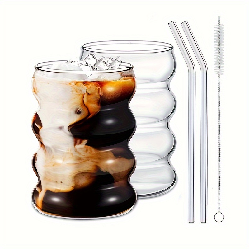 Caterpillar Glass Cups With Straws, High Borosilicate Glass Water Cups,  Iced Coffee Cups, Drinking Glasses For Juice, Milk, Tea, And More, Summer  Winter Drinkware - Temu