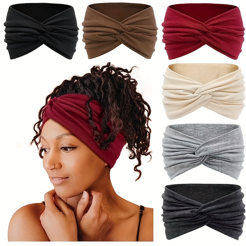 Workout Headbands for Women Running Sports - Wide Sweat Band Yoga Gym  Accessories Elastic Head Band Sweatband 4 Pack