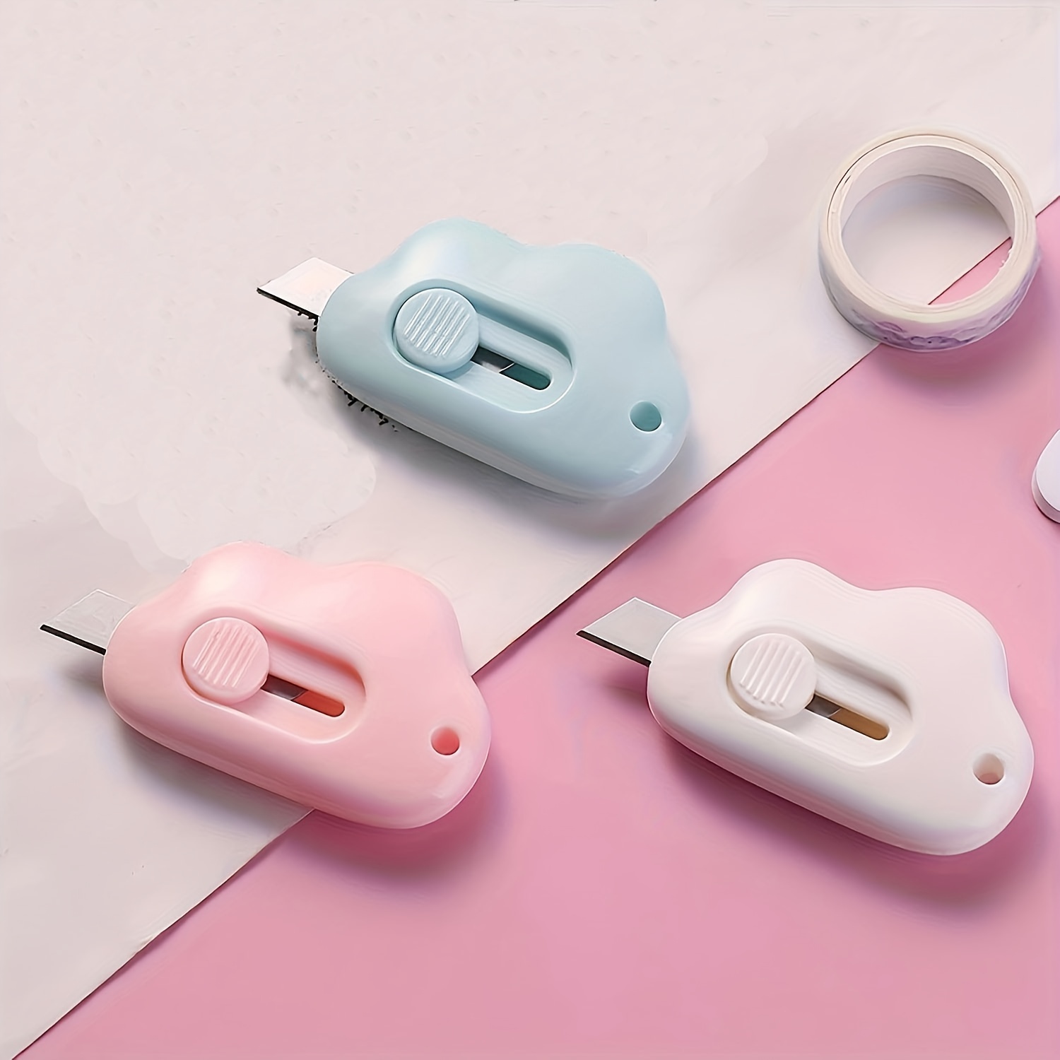 Cute Cloud Box Cutter With Silicone Keychain Retractable - Temu