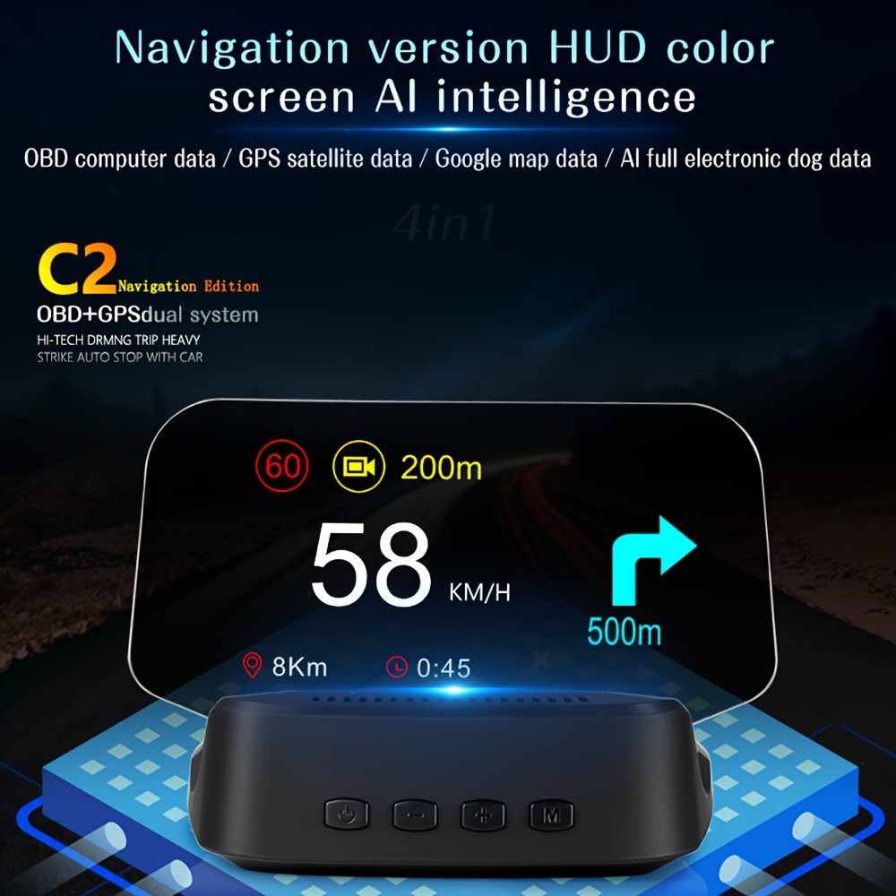 Car HUD Mirror Head Up Display OBD2 GPS Speedometer Overspeed Warning Brake  Test