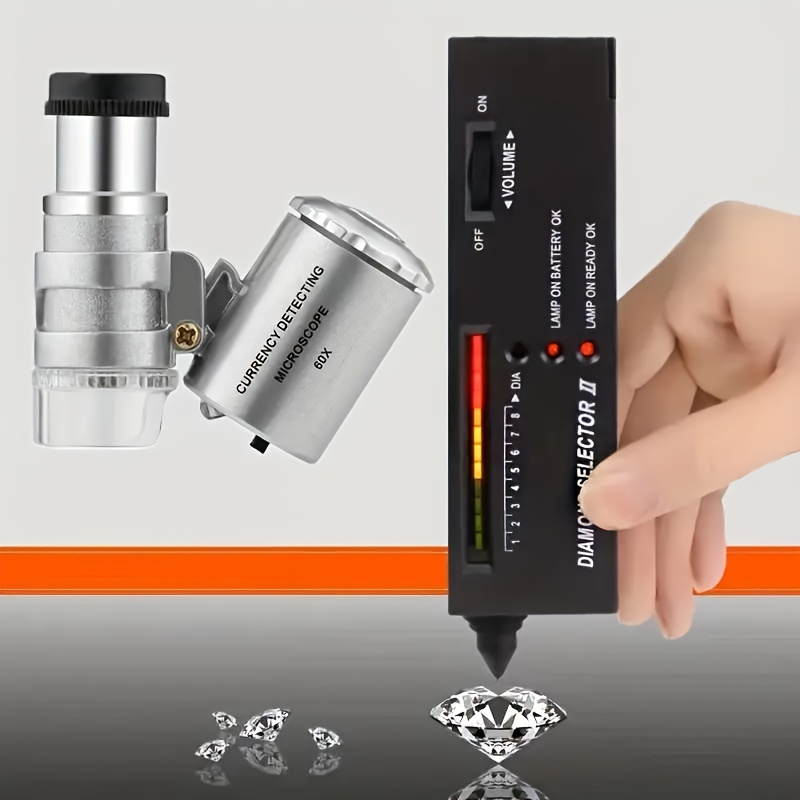 Diamond Tester Pen,professional Diamond Detector With 60x Mini Led  Magnifying, Diamond Test Pen For Novice And Expert