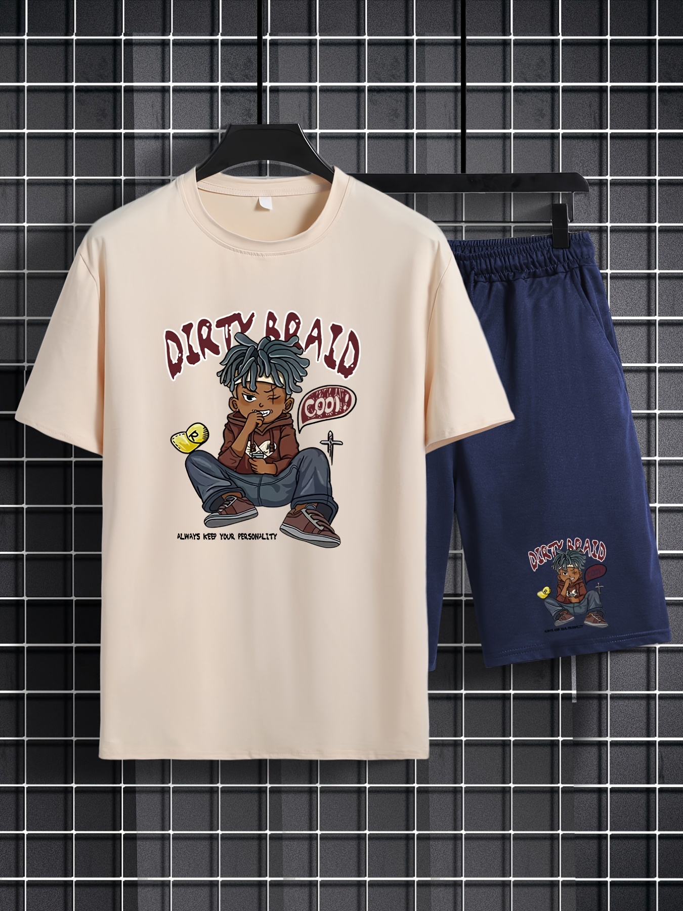 Anime Print, Men's Outfits, Comfy T-shirt And Casual Drawstring Shorts Set  For Summer - Temu