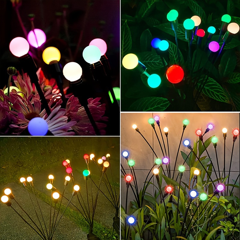 Luces solares de luciérnaga, luces solares de Navidad al aire libre,  decoraciones impermeables para exteriores, 6 luces LED de luciérnaga o  valla de