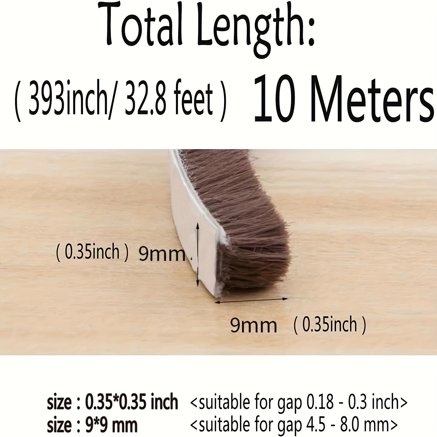 Weather Stripping Door Seal, 32.8Ft Self Adhesive Brush Weather Seal Strip  for Windows and Doors Felt Door Seal Window Insulation Sealing Strip Brush
