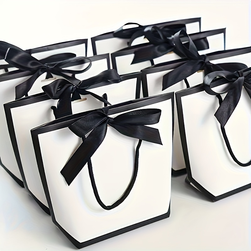 Bolsas de regalo negras con asas – 25 bolsas de papel negro de 8 x 4.5 x 10  pulgadas, bolsas de compras, bolsas de fiesta, bolsas de regalo, bolsas de