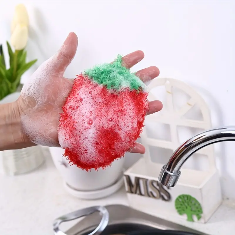Strawberry Dishcloth - Soft And Absorbent Acrylic Polyester Silk