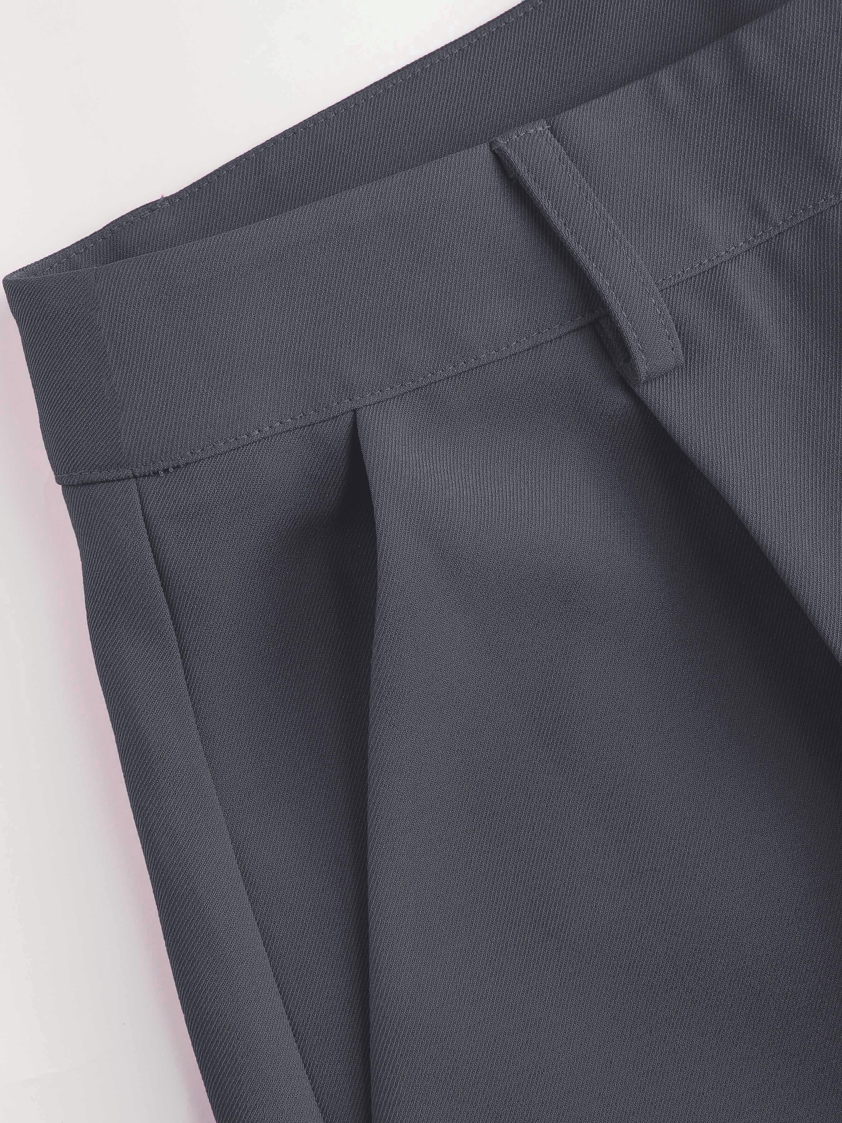 Pleated Solid Tapered-Leg Suit Pant