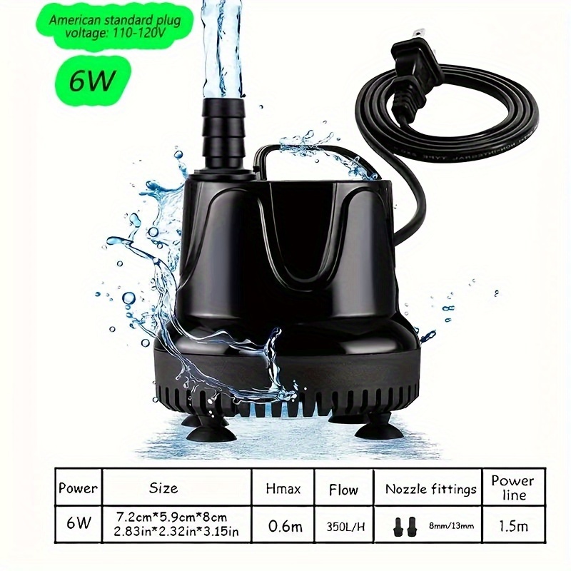 Cinco Especificaciones Bombas Agua (6w 350l/h) (12w 600l/h) - Temu Mexico