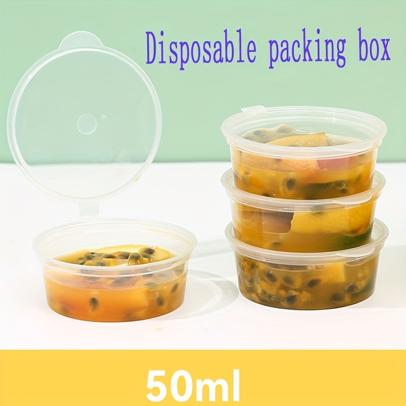Clear Disposable Plastic Portion Cups Set With Lids, Small Mini Souffle Cups,  Pudding Shot Cups, Condiment And Dipping Sauce Cups - Temu