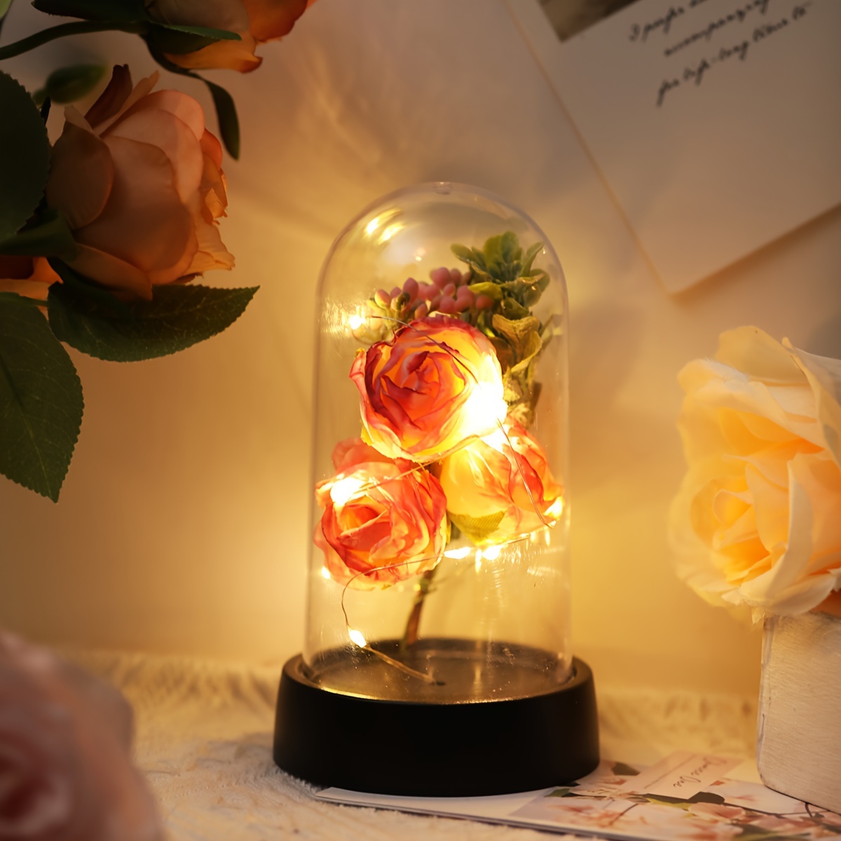 1pc LED Tisch Lampe Rose Blume Baum USB Nacht Lichter Hochzeit Dekoration  Geschenk Für Zimmer Rose Blume Beleuchtung Hause Dekoration - Temu Germany