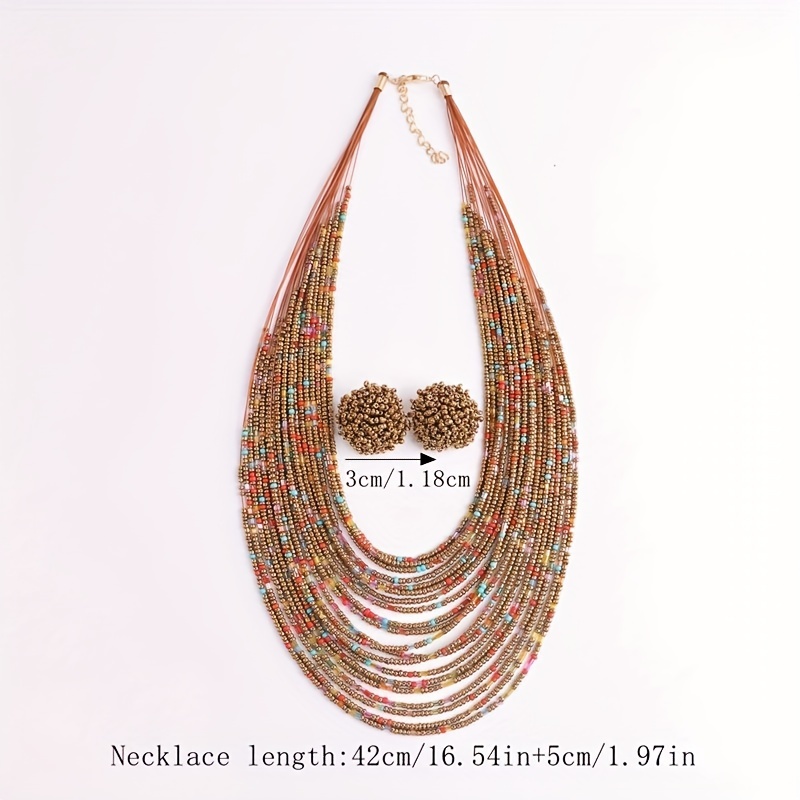Bohemian Layer Rice Bead Necklace Set