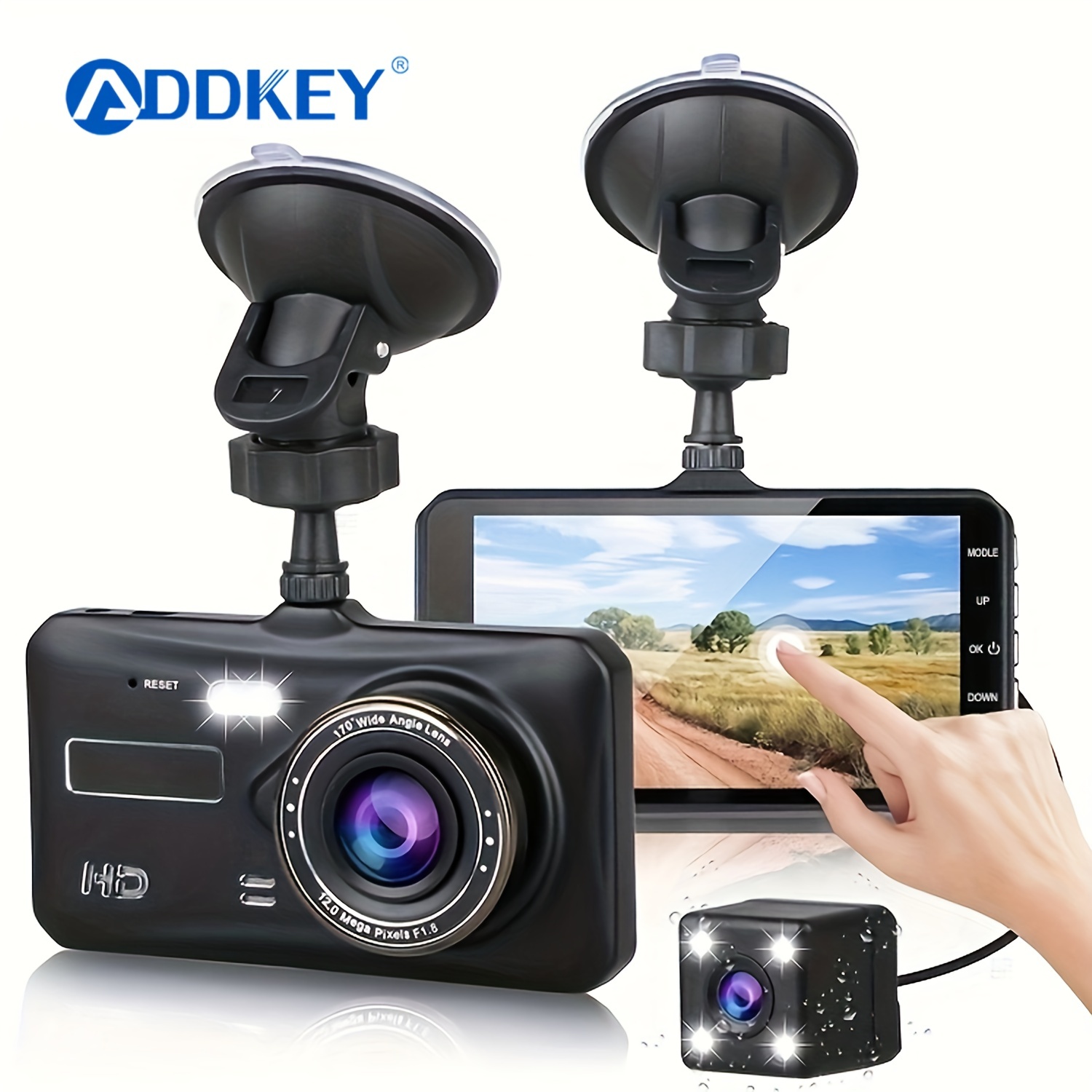  Dash Cam Front and Rear, 1080P Full HD Dash Camera for