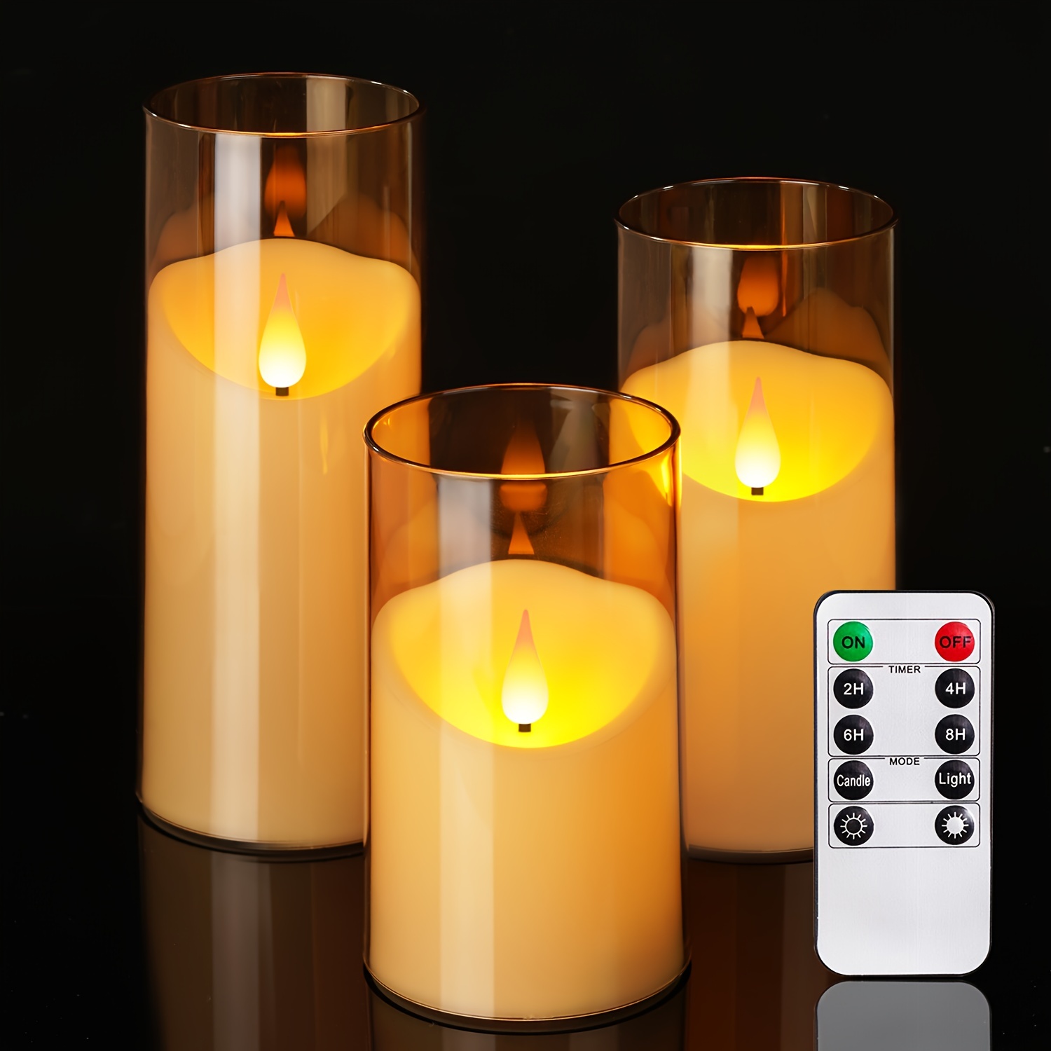 3pcs Flickering Flameless Candles Light With Remote Control, Battery  Powered Fake Candles With Timer, Realistic LED Electric Pillar Candles For  Home W