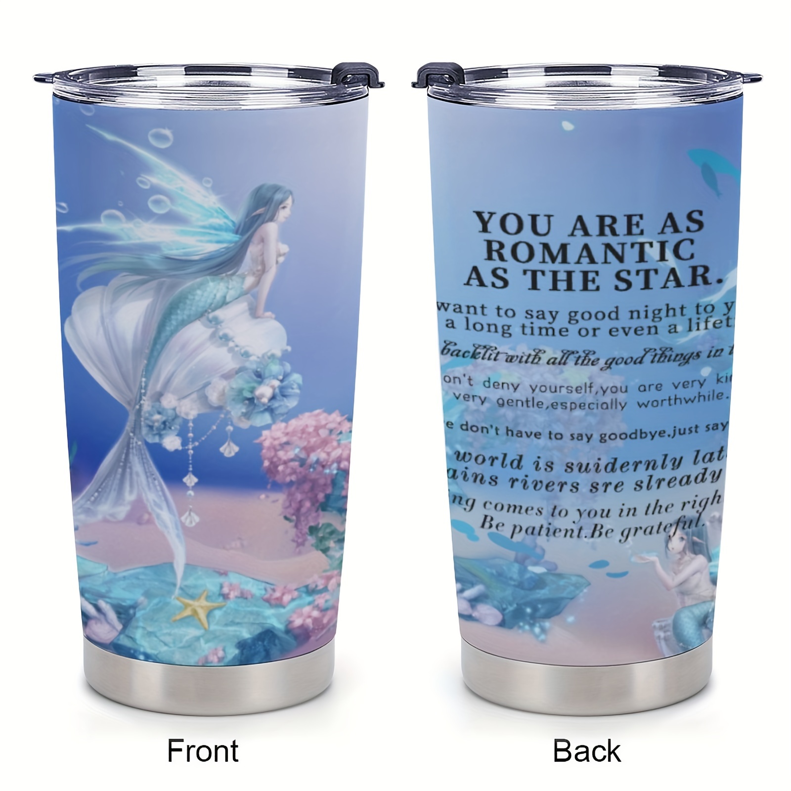 Little Mermaid 20oz Tumbler Birthday Gift for Daughter 20oz Insulated  Tumbler With Plastic Lid and Straw Cute Gift for Her 