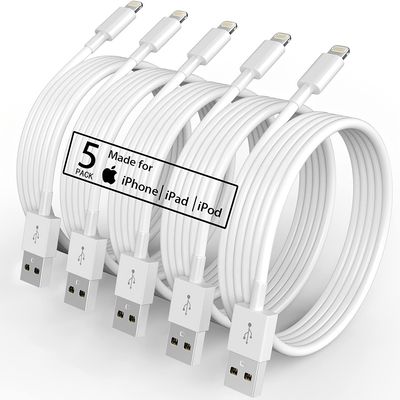 5 Pack 6.6FT Charge Cable For IPhone With Fast Charging High Speed Data Sync USB Cable For IPhone 14 Plus/13/12/11 Pro Max/Mini/XS MAX/XR/XS/X/8/7/Plus IPad AirPods