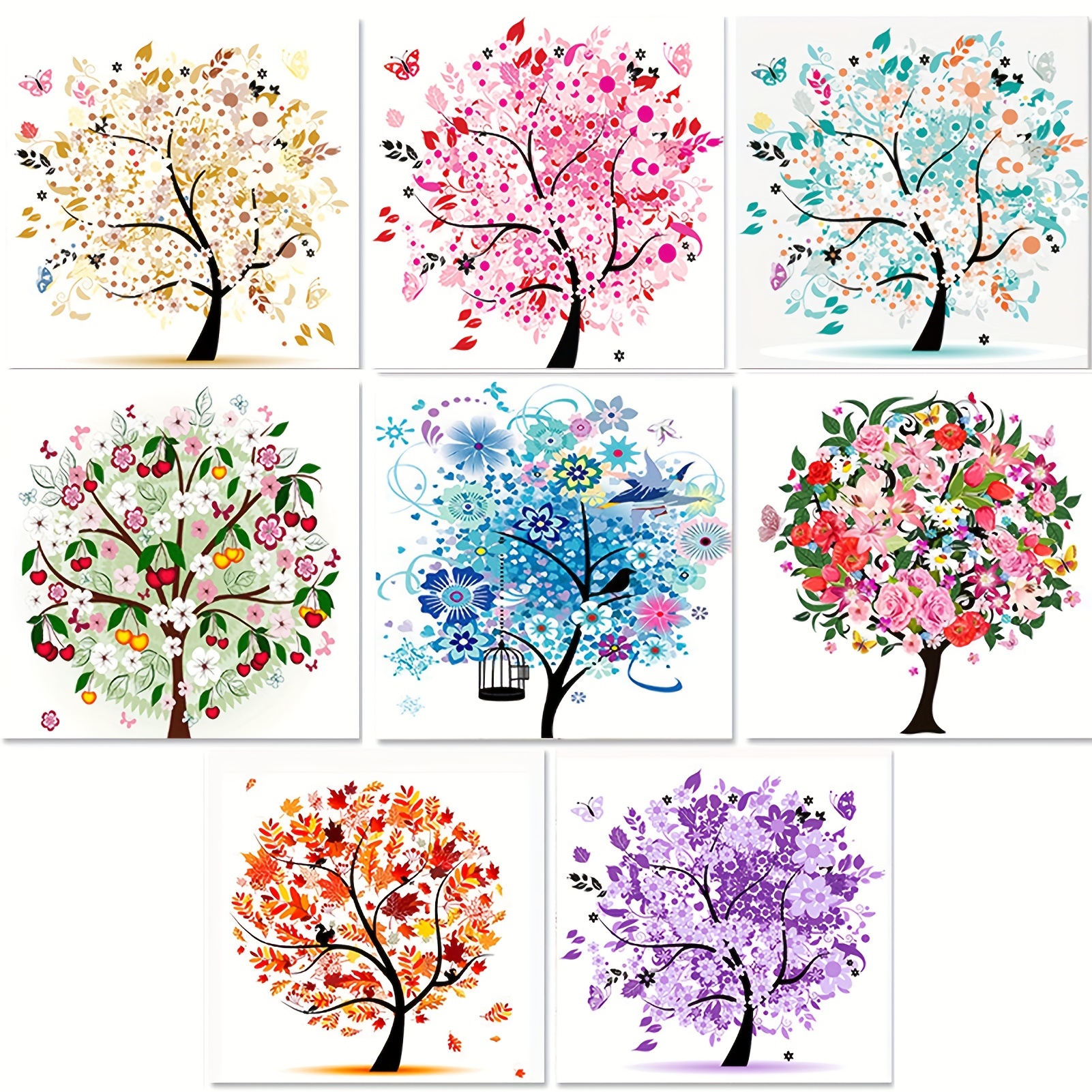 Four Seasons Tree Pattern Rhinestone Diamond Painting - Temu