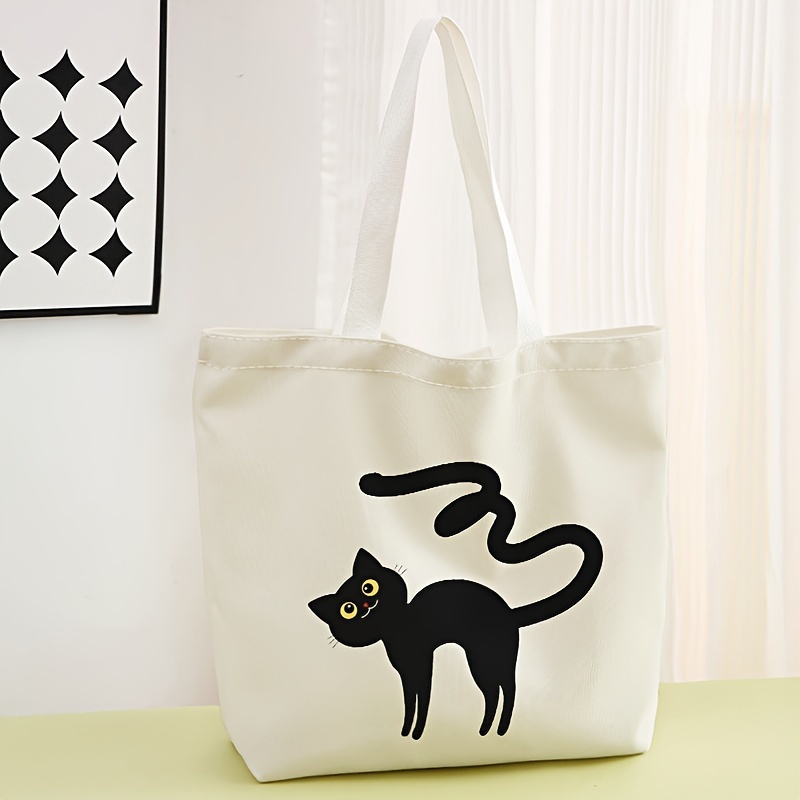 Ins Fashion Shoulder Canvas Bag Casual Student Calss Larger Capacity Tote  Bags for Girls Cute Cartoon Portable Shopping Bag