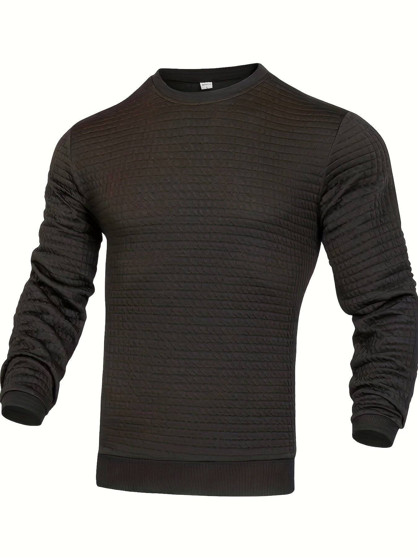Plus Size Men's Waffle Pullover Stretchy Crew Neck Long - Temu