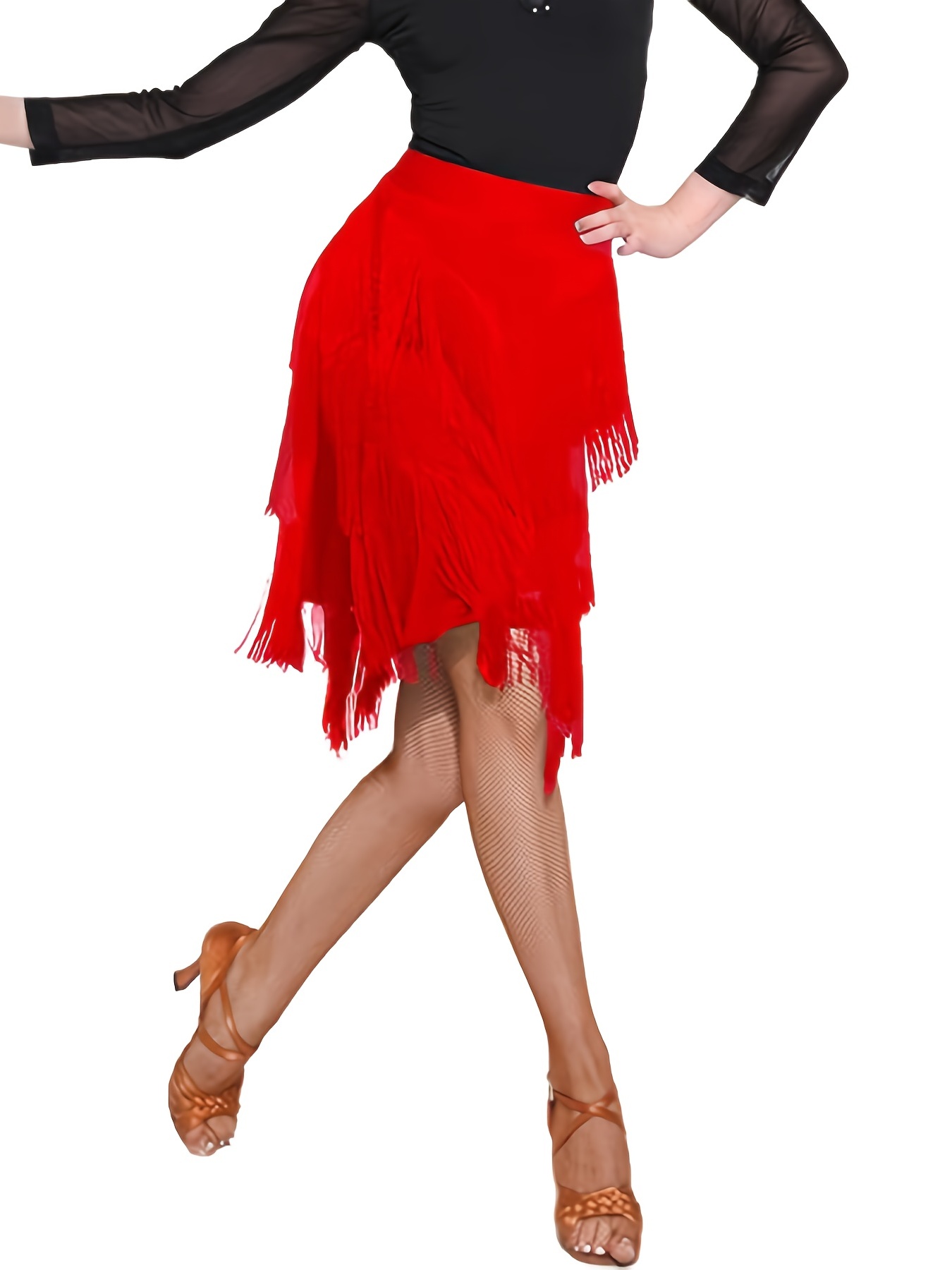 Falda larga de baile flamenca para mujer, estilo tango, corte de escenario