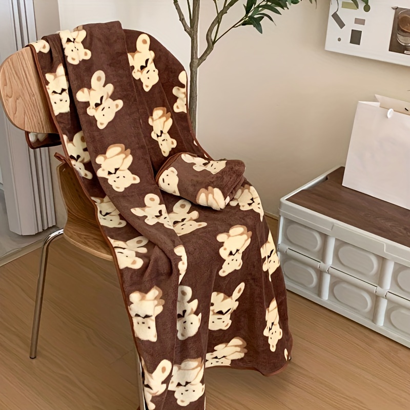 Soft And Absorbent Brown Bear Pattern Bath Towel For Home Use - Temu