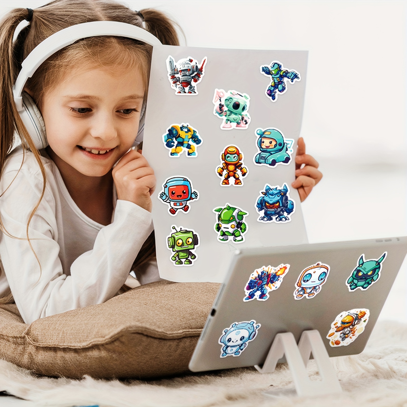 Cute Robot Stickers for Water Bottle,Waterproof Vinyl 50pcs Stickers for  Laptop Computer Phone Bumper Skateboard Luggage Stickers for Teens Kids  Girls