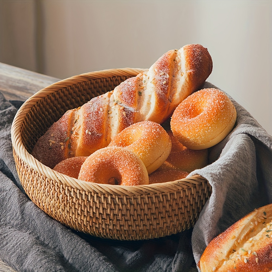 1pc/3pcs Cesta Frutas Ratán Cesta Pan Tejida Circular Cestas - Temu