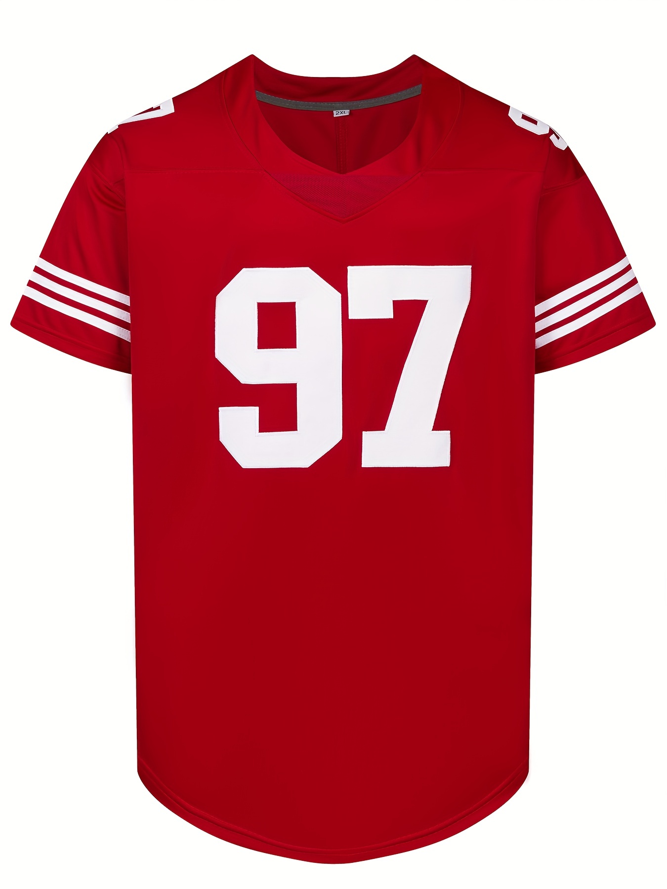 Temu Men's Number 90' Graphic Print Embroidered Jersey Sports/Football T-Shirt with Slightly Stretchy Fabric, Casual Chic Short Sleeve Football Party