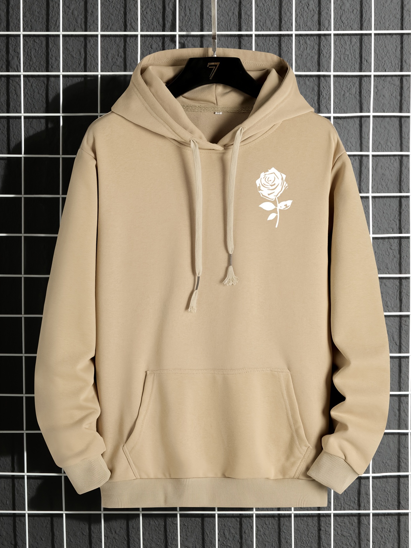 Men s Rose Print Casual Thermal Hoodie Drawstring Hoodie Temu