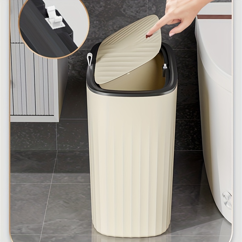 Plastic Trash Bin With Lid Pressed Large capacity Trash Bin - Temu
