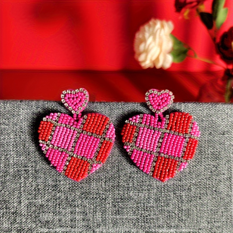 Beaded 2025 heart earrings