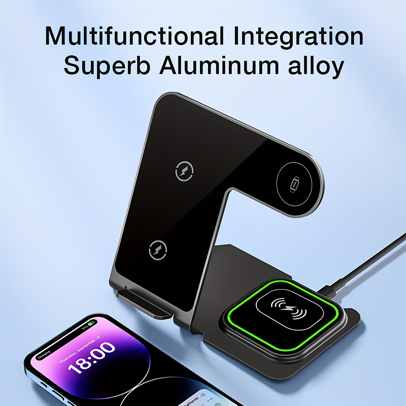 Soporte de teléfono celular para cargador inalámbrico Mag Safe, soporte de  carga de aluminio para escritorio con rotación de 360°, soporte de teléfono