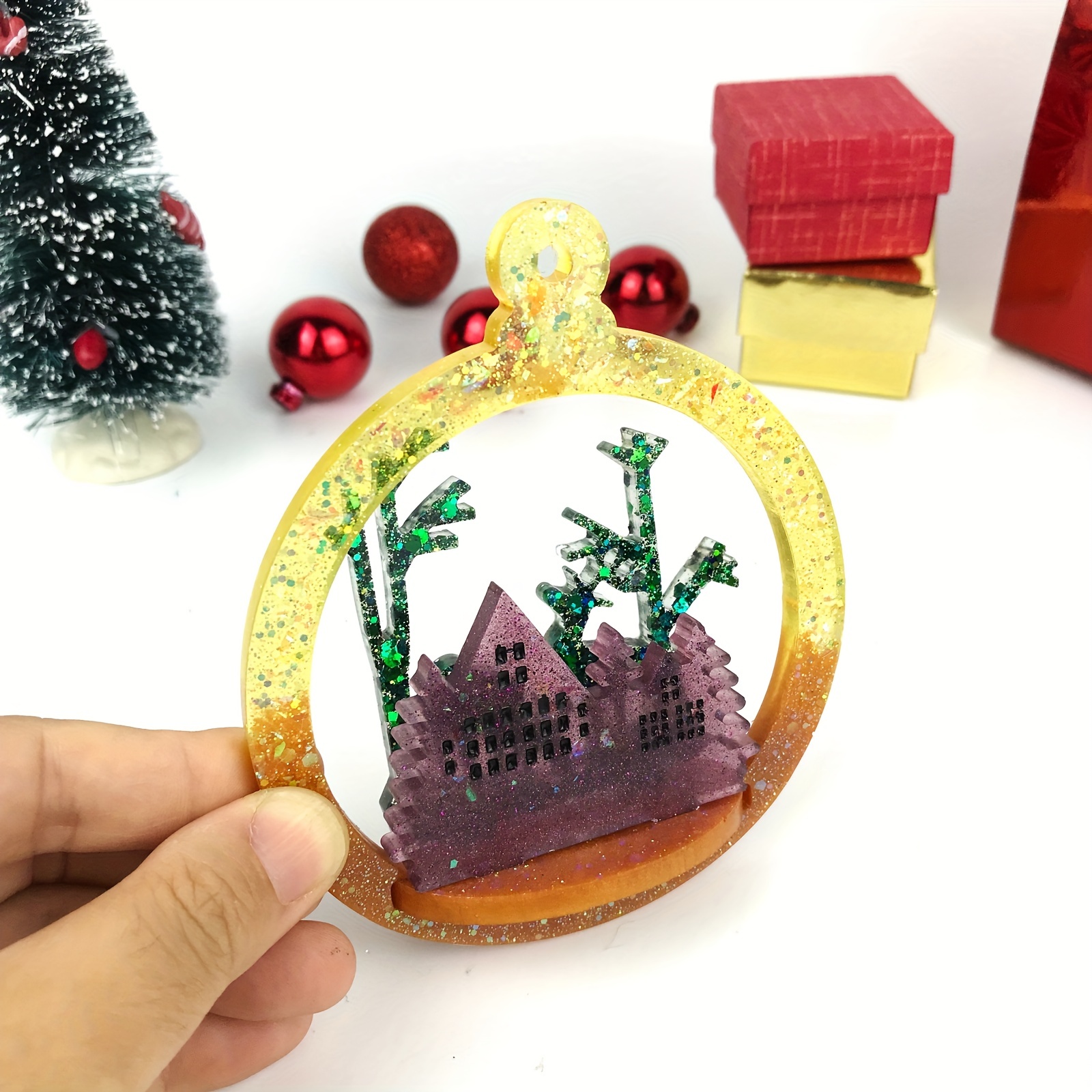 Christmas Resin Molds Silicone Resin Ornaments Round Shape - Temu