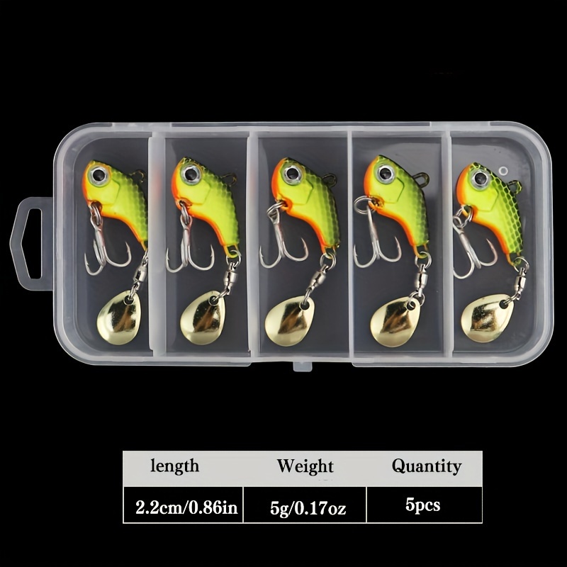 5pcs rotating metal vib vibration bait spinner spoon fishing - Temu
