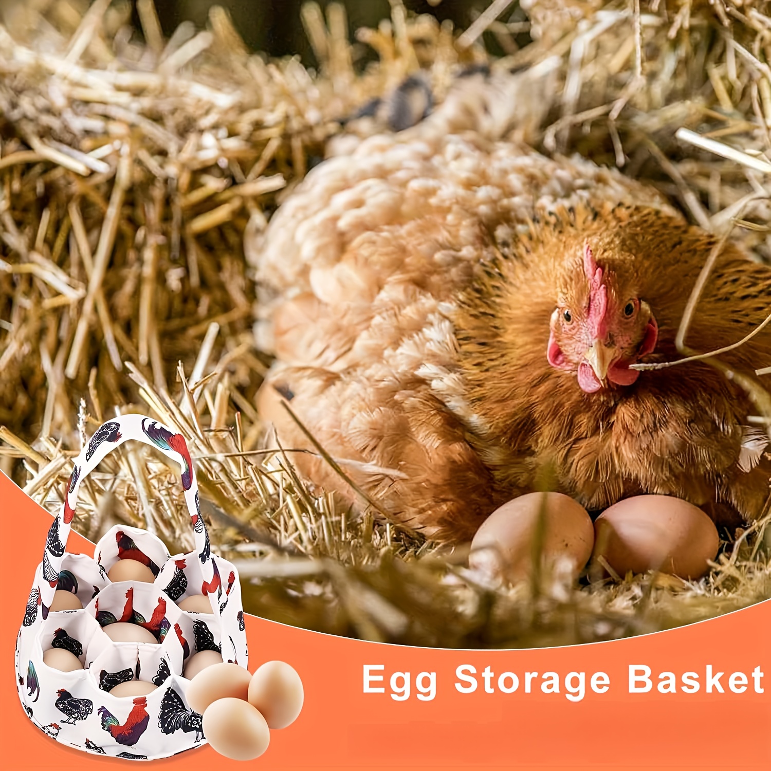 Egg Bags,Egg Collecting Basket for Fresh Eggs,Egg Collector,Egg Basket for  Collecting Eggs Large Basket for Farmhouse Chicken Hen Duck Goose Housewife