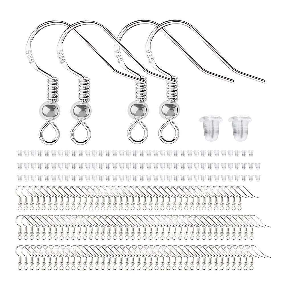Buy 50pairs Decor Hook Box Earring Hooks Fish Hook Ear Wires With Clear Rubber Earring Safety Backs Earring Parts DIY Making