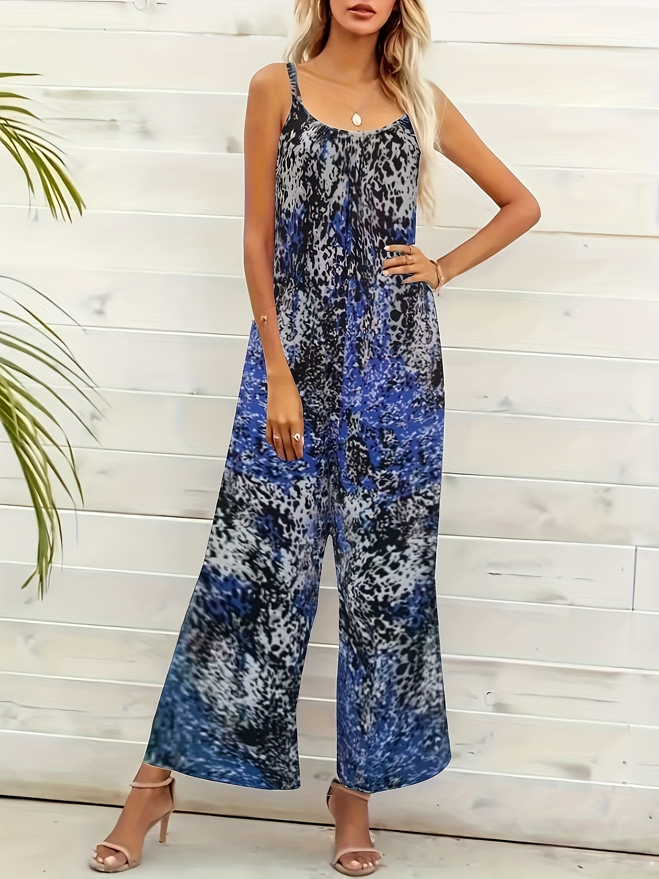 Boho Tie Dye Wide Leg Cami Jumpsuit for Women