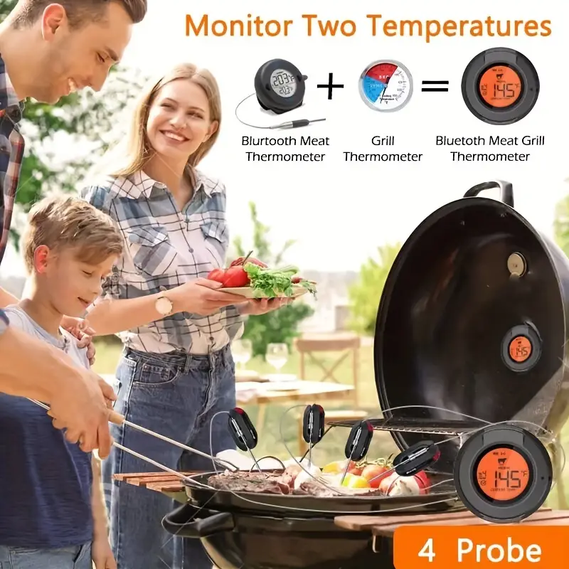 2023 Upgrade Outdoor Digital Wireless Bluetooth Dome Cooking Food Meat  Thermometer For BBQ Charcoal Grill And Oven Smoker - AliExpress