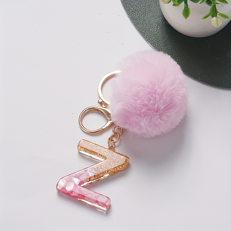 Accessories, Pom Pom Keychain With Letter A