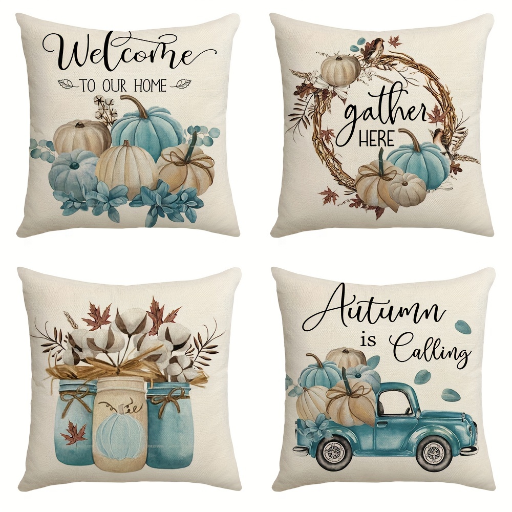 Gather Pumpkin Harvest Pillow Cover | Primitive Pumpkin Decor | Farmhouse Pillows | Country Decor | Fall Throw Pillows | Cute Throw Pillows