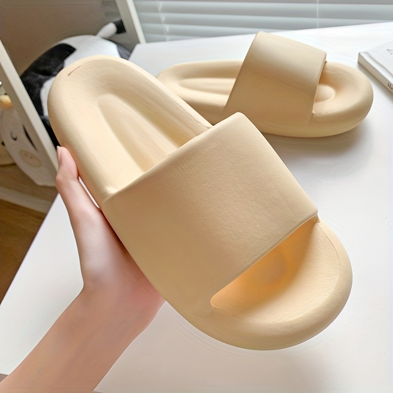 Women's Solid Pillow Slides Slip On Open Toe Soft Sole Home Comfy Slides