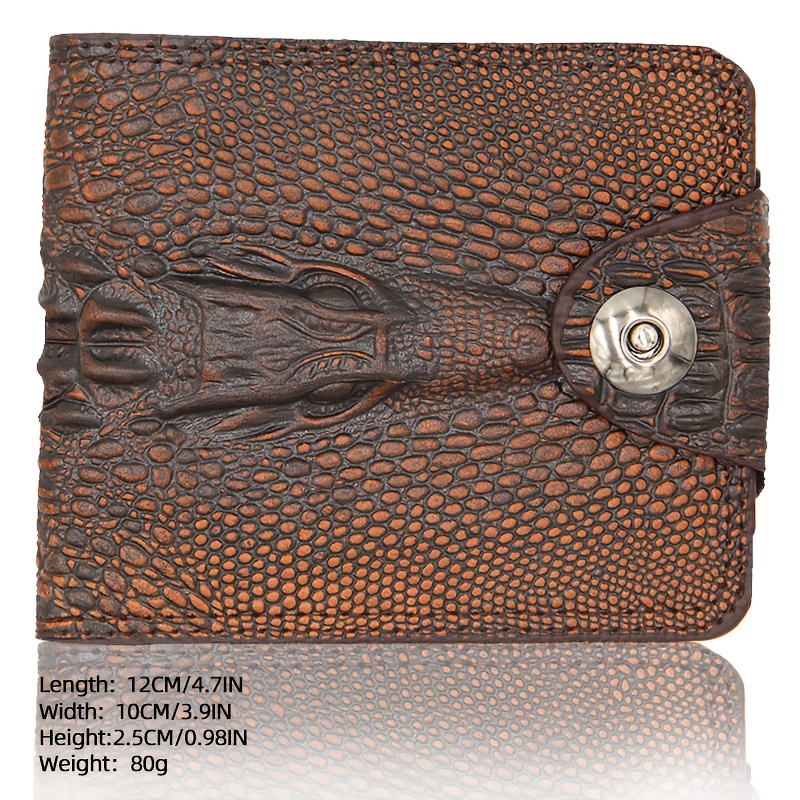 1pc Mens Fashion Crocodile Pattern Wallet Short Wallet Large