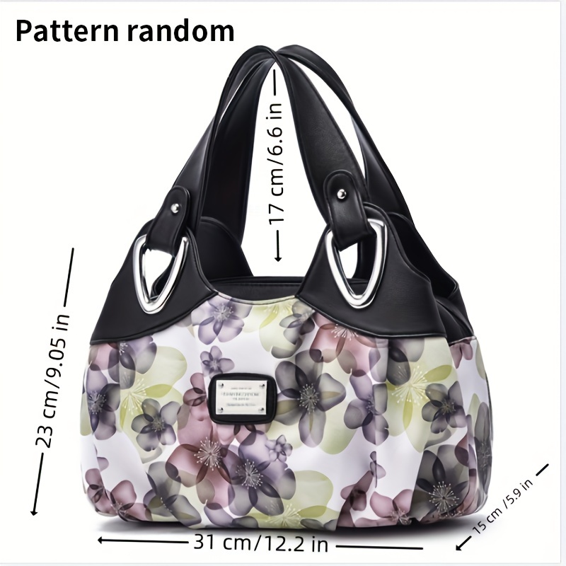 Floral Print Tote Bag Large Capacity Fashion Casual Romantic Temu