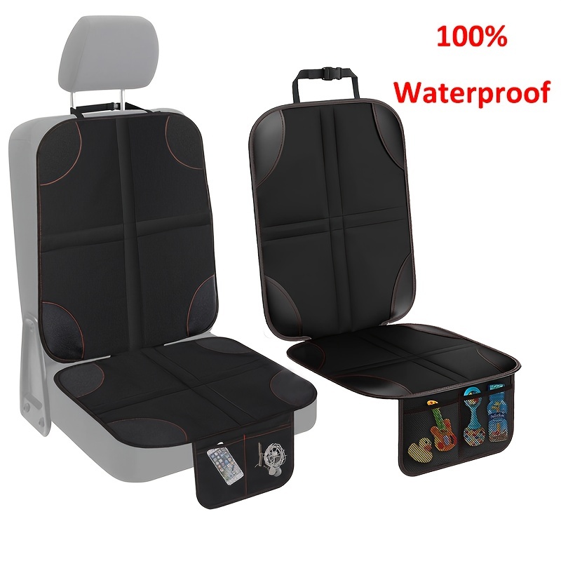 Car Seat Protector, Dirt Resistant Safety Seat Cushion, Breathable Flax PU Leather And Fabric Pad, Non-Slip, With Mesh Pockets, Waterproof Seat Protectors For Vehicles, Car Front Chair Cushion, Car Accessories details 0