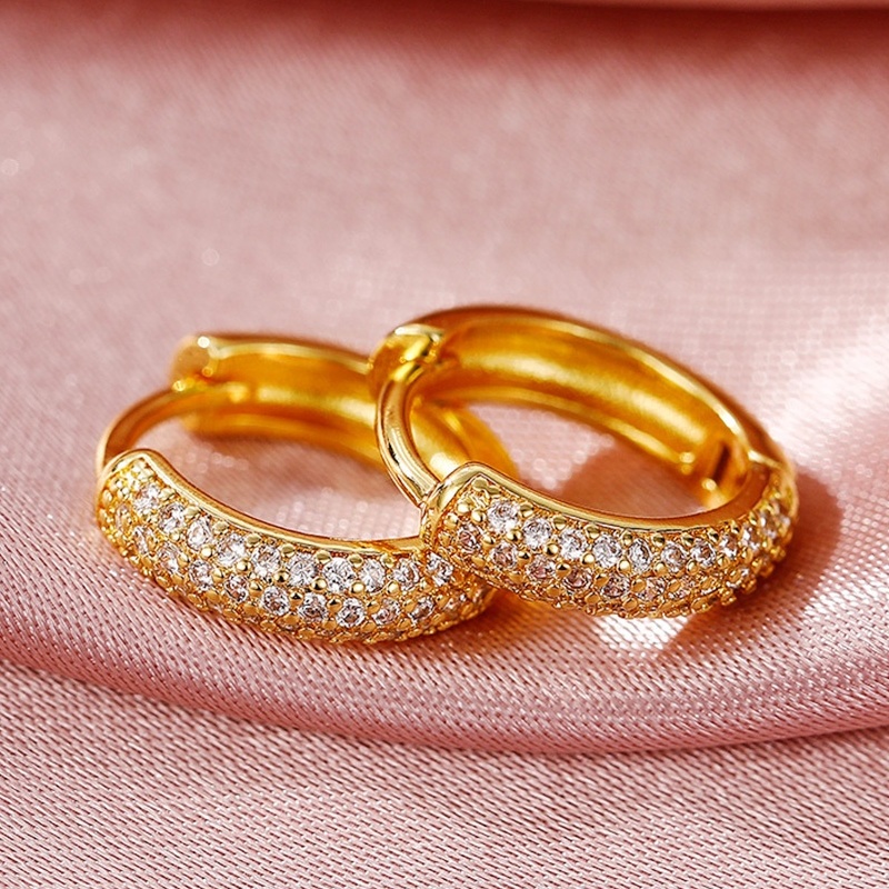 18K Plated Micro Pave Zircon Circle Small Hoop Earrings