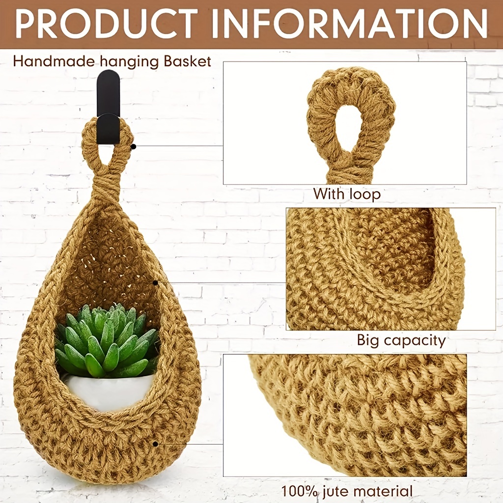 Hanging Wall Baskets, Vegetable Baskets, Jute Hanging Fruit